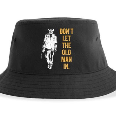 DonT Let The Old Man In Guitar Walking Cool Cow Boy Vintage Sustainable Bucket Hat