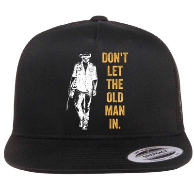 DonT Let The Old Man In Guitar Walking Cool Cow Boy Vintage Flat Bill Trucker Hat