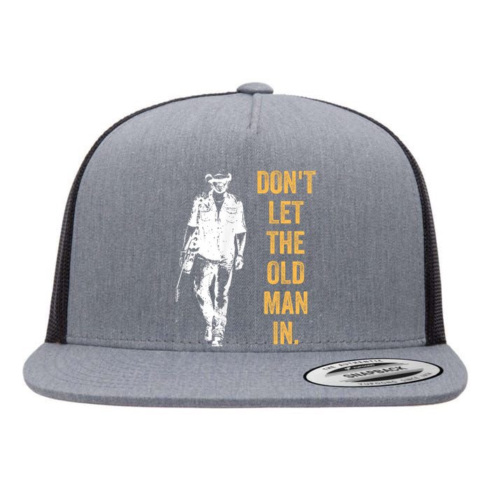 DonT Let The Old Man In Guitar Walking Cool Cow Boy Vintage Flat Bill Trucker Hat