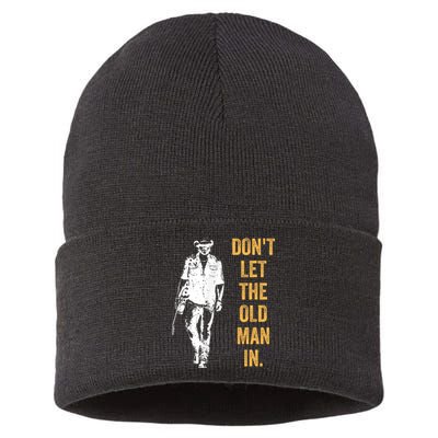 DonT Let The Old Man In Guitar Walking Cool Cow Boy Vintage Sustainable Knit Beanie