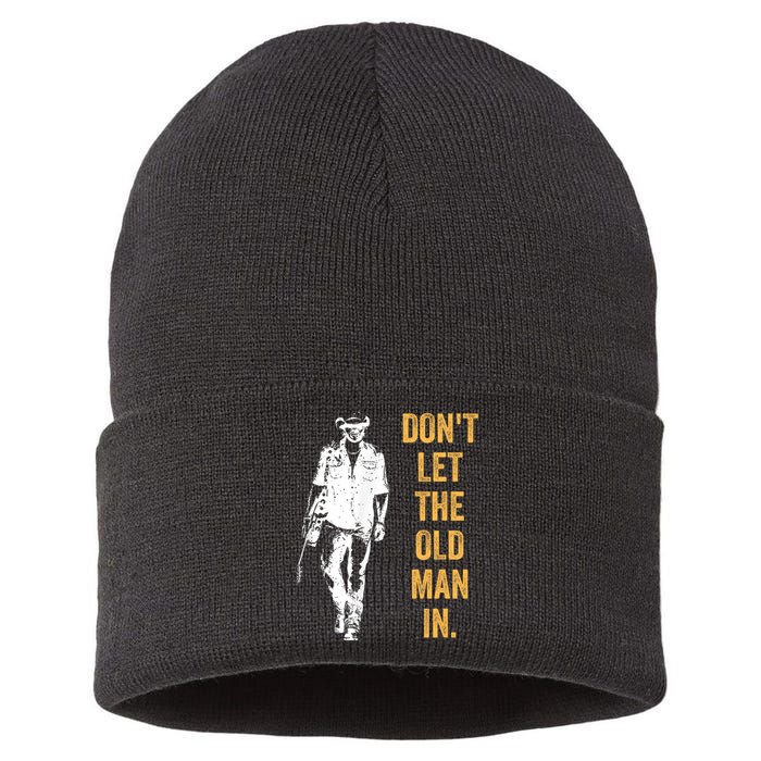 DonT Let The Old Man In Guitar Walking Cool Cow Boy Vintage Sustainable Knit Beanie