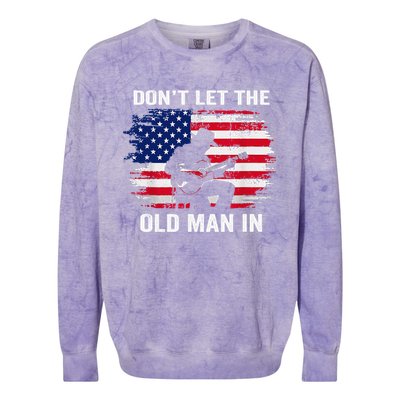 DonT Let The Old Man In Vintage American Flag Colorblast Crewneck Sweatshirt