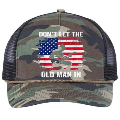 DonT Let The Old Man In Vintage American Flag Retro Rope Trucker Hat Cap