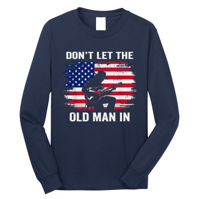 DonT Let The Old Man In Vintage American Flag Long Sleeve Shirt