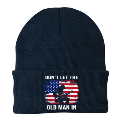 DonT Let The Old Man In Vintage American Flag Knit Cap Winter Beanie