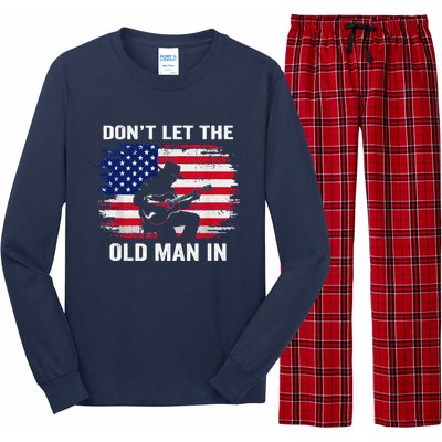 DonT Let The Old Man In Vintage American Flag Long Sleeve Pajama Set