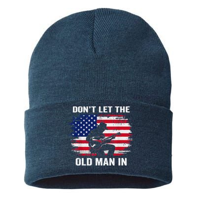 DonT Let The Old Man In Vintage American Flag Sustainable Knit Beanie