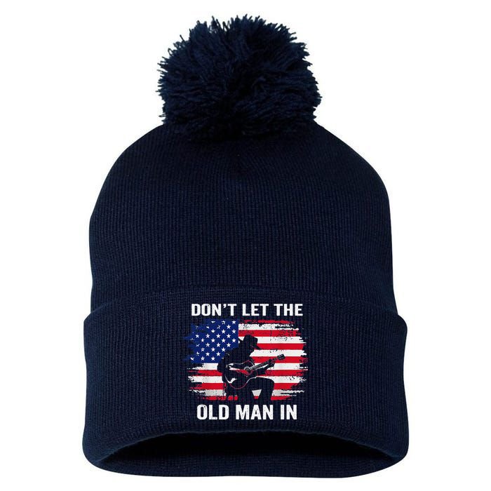 DonT Let The Old Man In Vintage American Flag Pom Pom 12in Knit Beanie