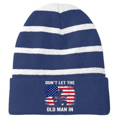 DonT Let The Old Man In Vintage American Flag Striped Beanie with Solid Band