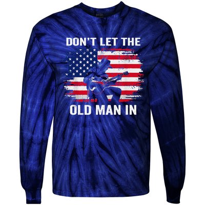 DonT Let The Old Man In Vintage American Flag Tie-Dye Long Sleeve Shirt