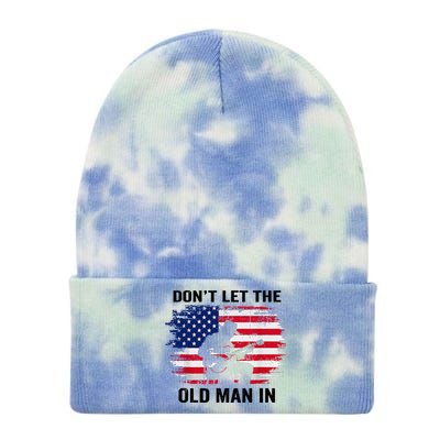 DonT Let The Old Man In Vintage American Flag Tie Dye 12in Knit Beanie