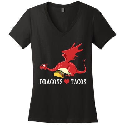 Dragons Love Tacos Dragon Lovers Gifts Women's V-Neck T-Shirt