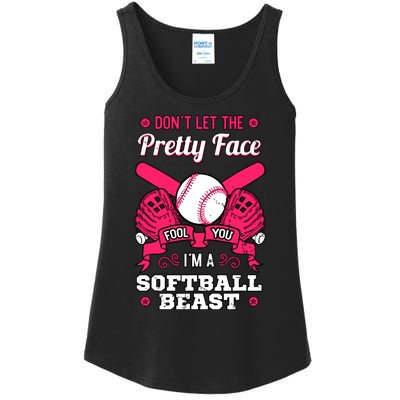 Dont Let The Pretty Face Fool You Softball Beauty Girl Ladies Essential Tank