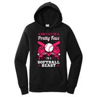 Dont Let The Pretty Face Fool You Softball Beauty Girl Women's Pullover Hoodie