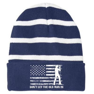 Dont Let The Old Man In Striped Beanie with Solid Band