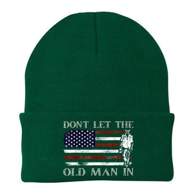 DonT Let The Old Man In Vintage American Flag Knit Cap Winter Beanie