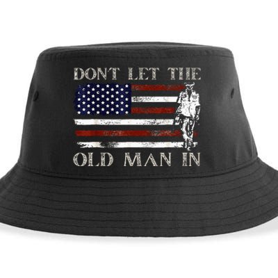 DonT Let The Old Man In Vintage American Flag Sustainable Bucket Hat