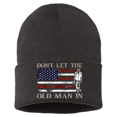 DonT Let The Old Man In Vintage American Flag Sustainable Knit Beanie