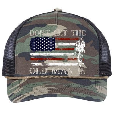 DonT Let The Old Man In Vintage American Flag Retro Rope Trucker Hat Cap