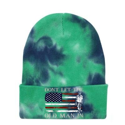 DonT Let The Old Man In Vintage American Flag Tie Dye 12in Knit Beanie