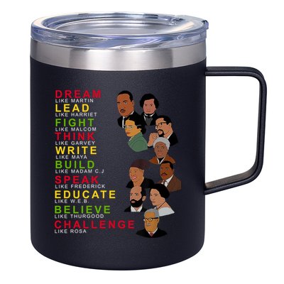 Dream Lead Think Educate Black History Month 12oz Stainless Steel Coffee Mug