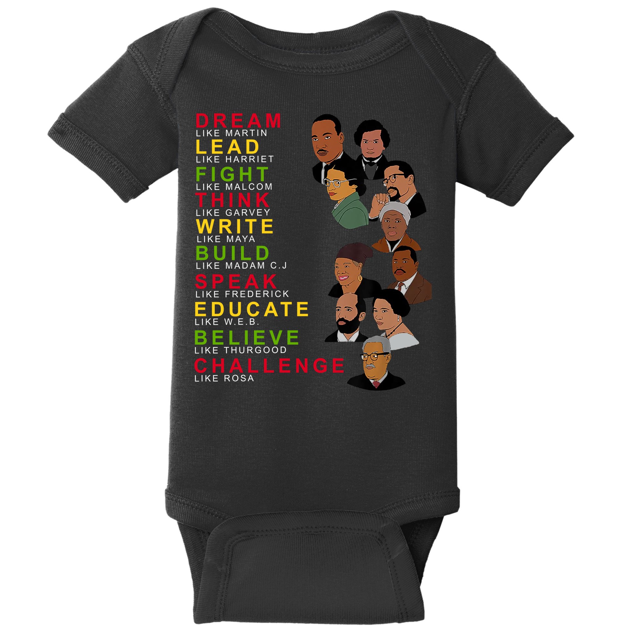 Dream Lead Think Educate Black History Month Baby Bodysuit