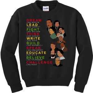 Dream Lead Think Educate Black History Month Kids Sweatshirt