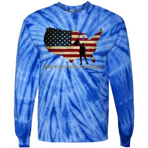 Dont Let The Old Man In American Flag Guitar Tie-Dye Long Sleeve Shirt