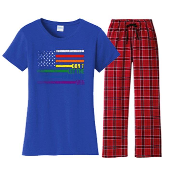 DonT Let The Hard Days Win Lgbtq Pride American Flag Great Gift Women's Flannel Pajama Set