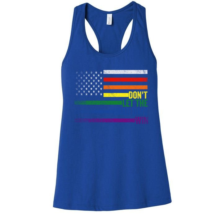 DonT Let The Hard Days Win Lgbtq Pride American Flag Great Gift Women's Racerback Tank