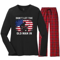 DonT Let The Old Man In Vintage Women's Long Sleeve Flannel Pajama Set 