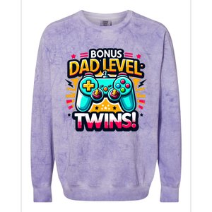 Dad Level: Twins! Funny And Playful Typography Twin Dad Colorblast Crewneck Sweatshirt