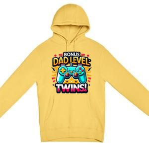 Dad Level: Twins! Funny And Playful Typography Twin Dad Premium Pullover Hoodie