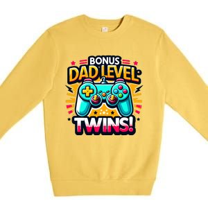 Dad Level: Twins! Funny And Playful Typography Twin Dad Premium Crewneck Sweatshirt