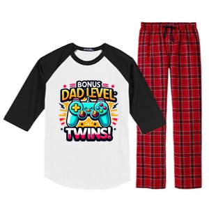 Dad Level: Twins! Funny And Playful Typography Twin Dad Raglan Sleeve Pajama Set