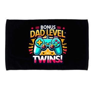 Dad Level: Twins! Funny And Playful Typography Twin Dad Microfiber Hand Towel