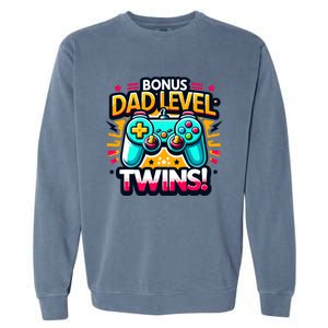 Dad Level: Twins! Funny And Playful Typography Twin Dad Garment-Dyed Sweatshirt