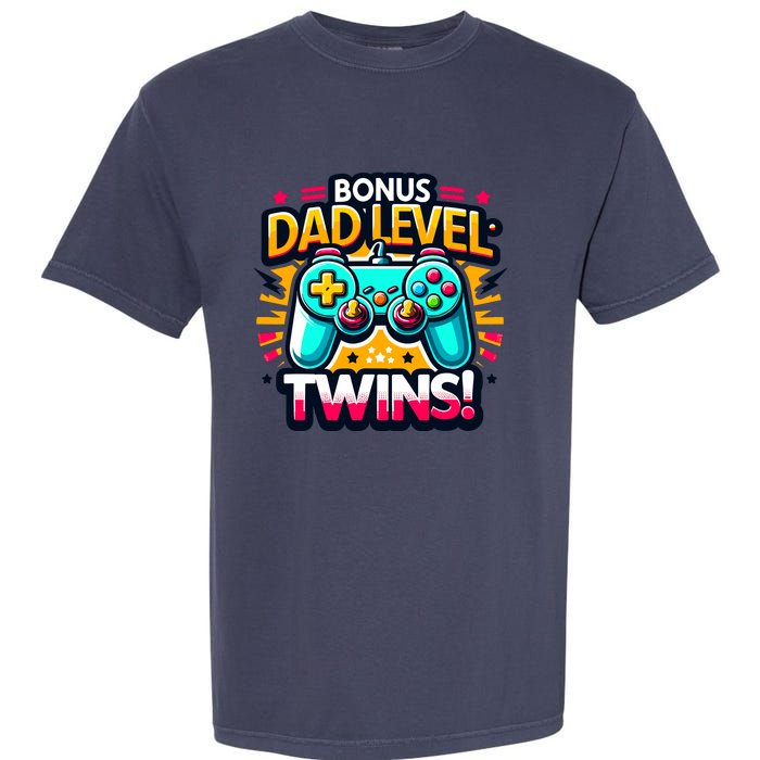 Dad Level: Twins! Funny And Playful Typography Twin Dad Garment-Dyed Heavyweight T-Shirt