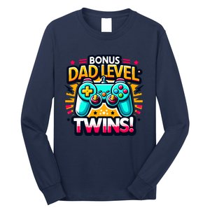 Dad Level: Twins! Funny And Playful Typography Twin Dad Long Sleeve Shirt