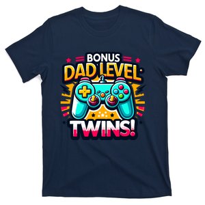 Dad Level: Twins! Funny And Playful Typography Twin Dad T-Shirt