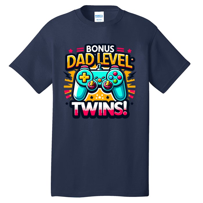 Dad Level: Twins! Funny And Playful Typography Twin Dad Tall T-Shirt