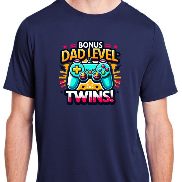 Dad Level: Twins! Funny And Playful Typography Twin Dad Adult ChromaSoft Performance T-Shirt