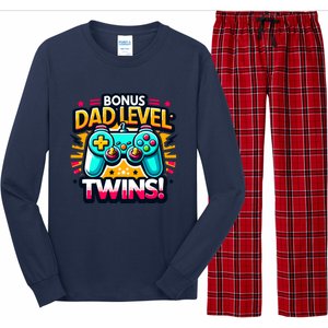 Dad Level: Twins! Funny And Playful Typography Twin Dad Long Sleeve Pajama Set