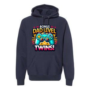 Dad Level: Twins! Funny And Playful Typography Twin Dad Premium Hoodie