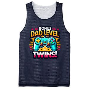 Dad Level: Twins! Funny And Playful Typography Twin Dad Mesh Reversible Basketball Jersey Tank