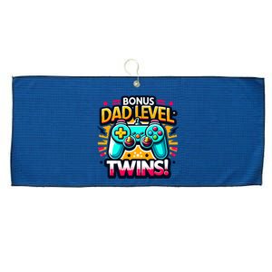 Dad Level: Twins! Funny And Playful Typography Twin Dad Large Microfiber Waffle Golf Towel