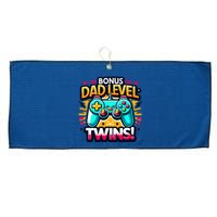 Dad Level: Twins! Funny And Playful Typography Twin Dad Large Microfiber Waffle Golf Towel