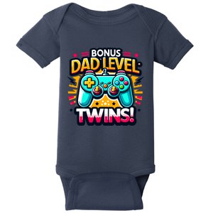 Dad Level: Twins! Funny And Playful Typography Twin Dad Baby Bodysuit