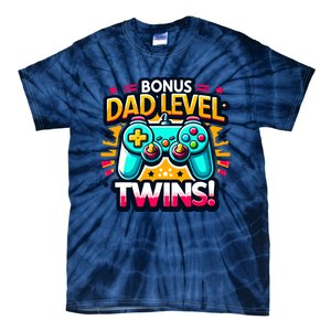 Dad Level: Twins! Funny And Playful Typography Twin Dad Tie-Dye T-Shirt