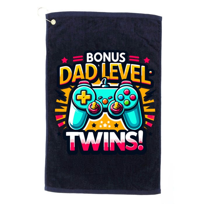 Dad Level: Twins! Funny And Playful Typography Twin Dad Platinum Collection Golf Towel